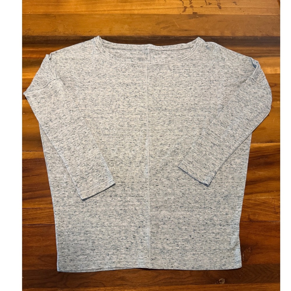 Athleta Puravida Top Blue Grey Space Dye Marl Dolman Long Sleeve XS